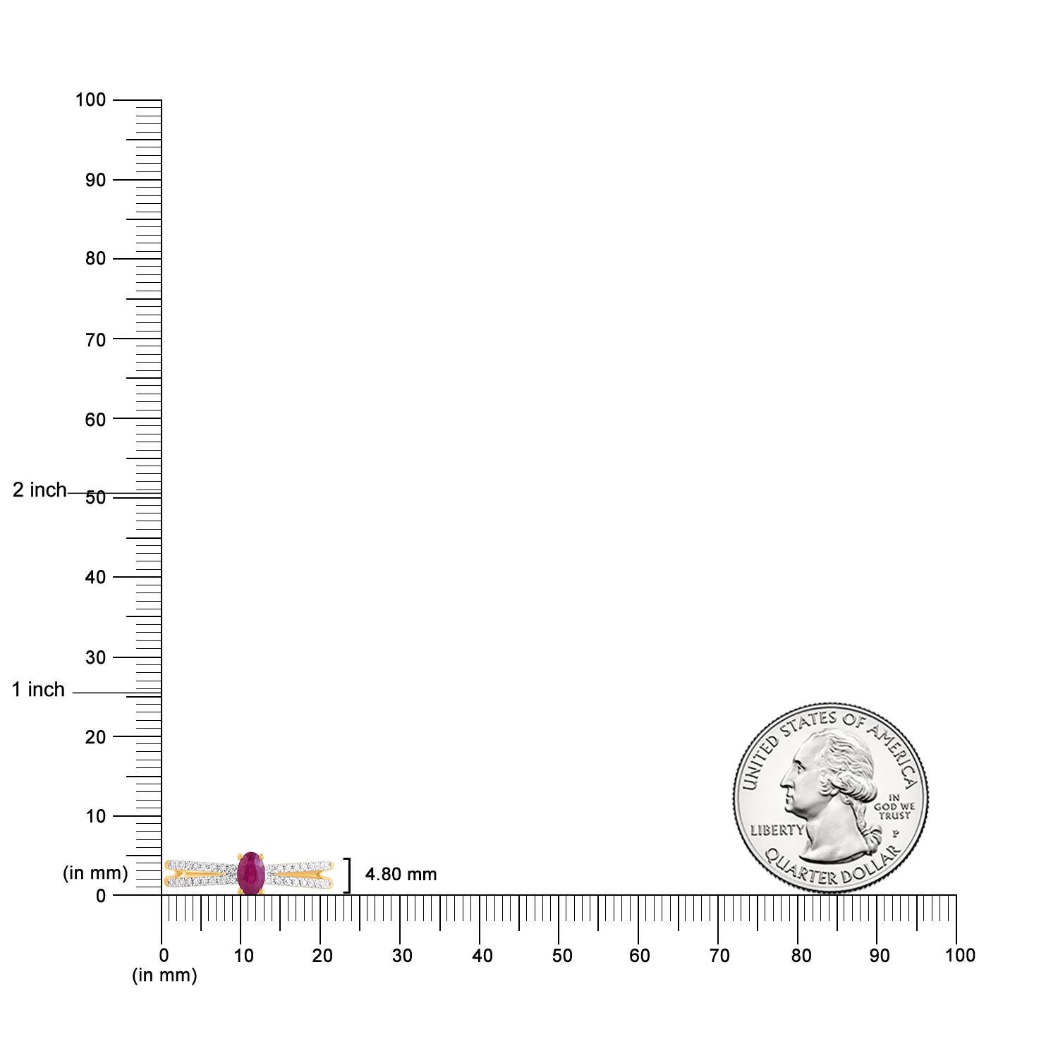 TJD Anillo solitario de oro amarillo de 14 quilates con rubí de 0,28 quilates y diamante de 0,10 quilates en venta 2