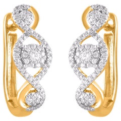 TJD 0,30 Karat natürlicher runder Diamant 14 Karat Gelbgold Creolen Ohrringe