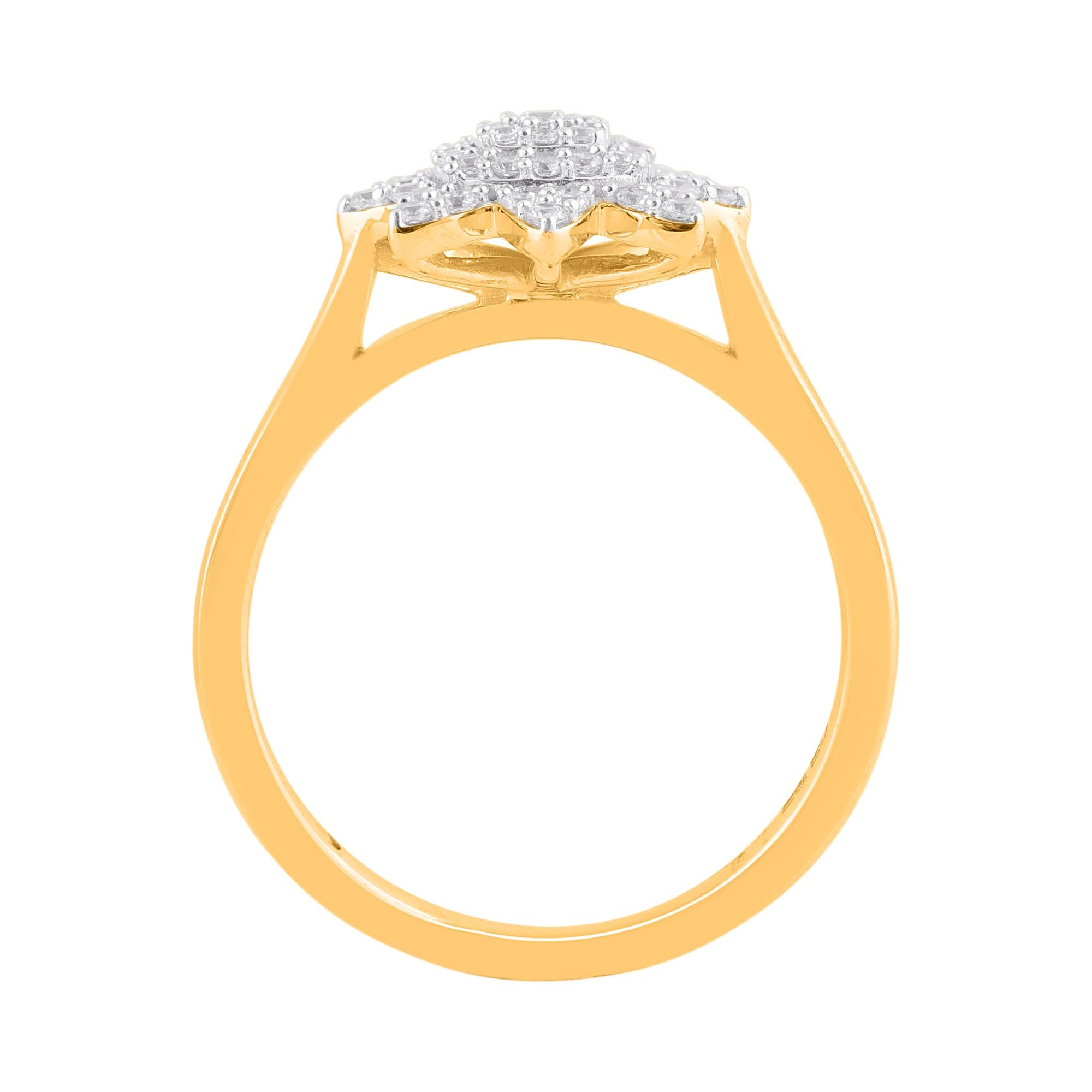 Contemporaneo TJD Anello di fidanzamento con diamante rotondo Nature da 0,32 carati in oro giallo 14 carati in vendita