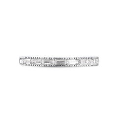 TJD Alianza apilable de oro blanco de 14 KT con diamante baguette de 0,33 quilates