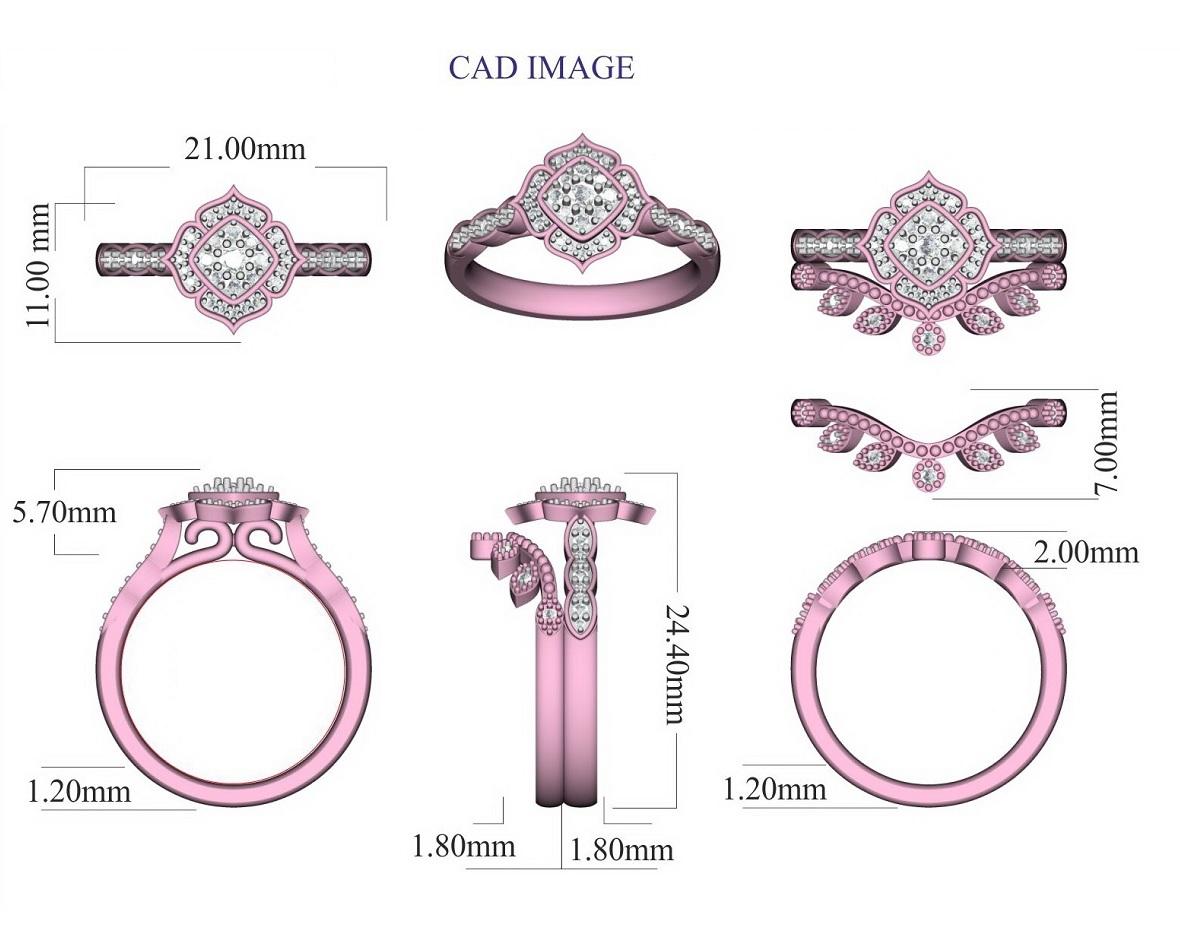 This art  deco diamond engagement band is sure to be admired for the inherent classic beauty and elegance within its design. The total weight of diamonds 0.33 carat, H-I color, I2 Clarity. This ring is beautifully crafted in 14K Rose Gold and
