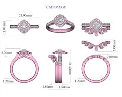 TJD 0.33 Carat Brilliant Cut Diamond 14K Rose Gold Vintage Stackable Cluster Set