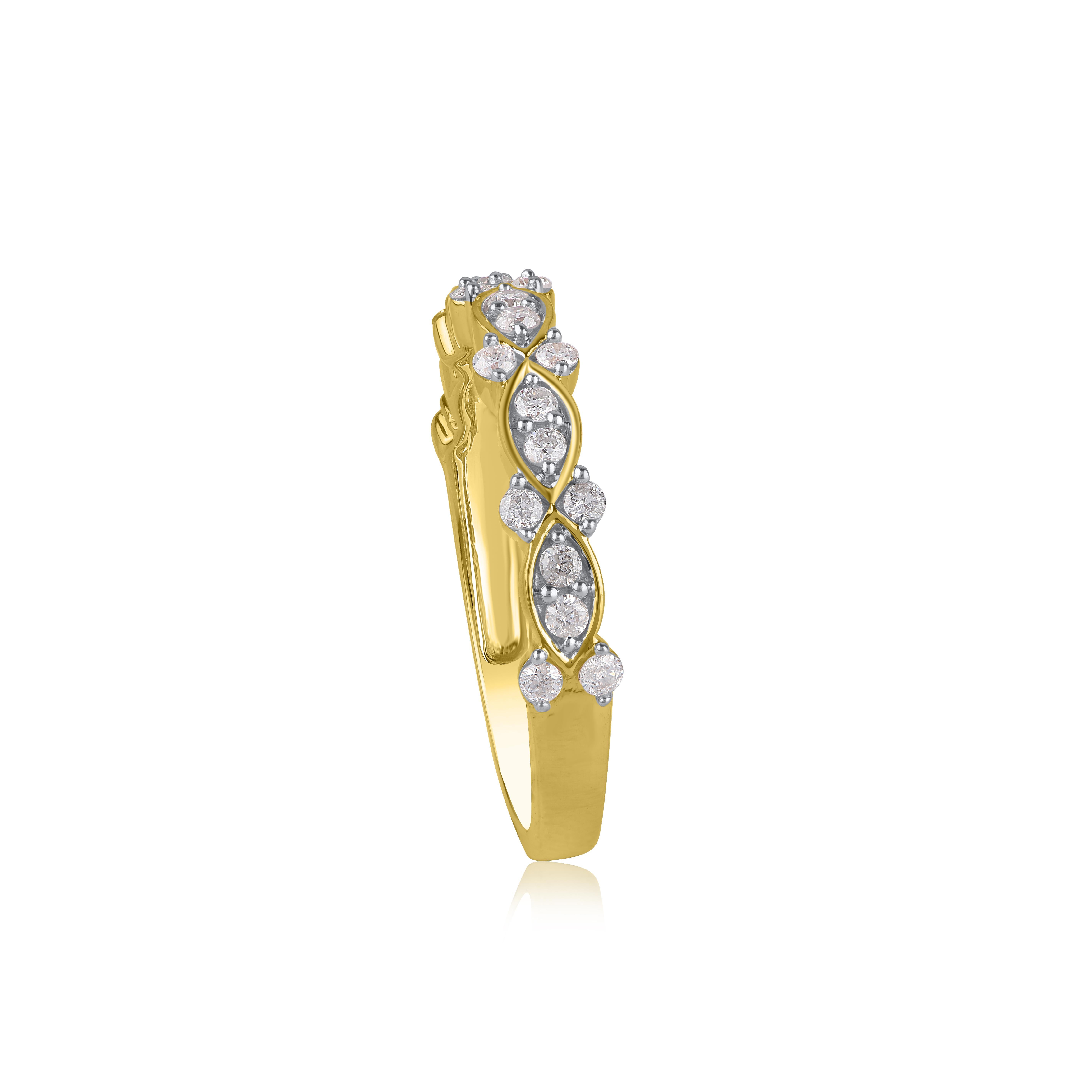 Brilliant Cut TJD 0.33 Carat Brilliant Diamond 14KT Yellow Gold Stackable Wedding Band Ring For Sale