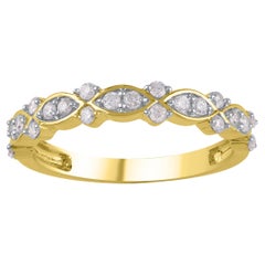 TJD 0.33 Carat Brilliant Diamond 14KT Yellow Gold Stackable Wedding Band Ring