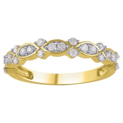 TJD 0.33 Carat Brilliant Diamond 14KT Yellow Gold Stackable Wedding Band Ring