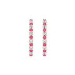 TJD 0,33 Karat Diamanten und 0,48 Karat Rubin 14KT Gelbgold Creolen Ohrringe