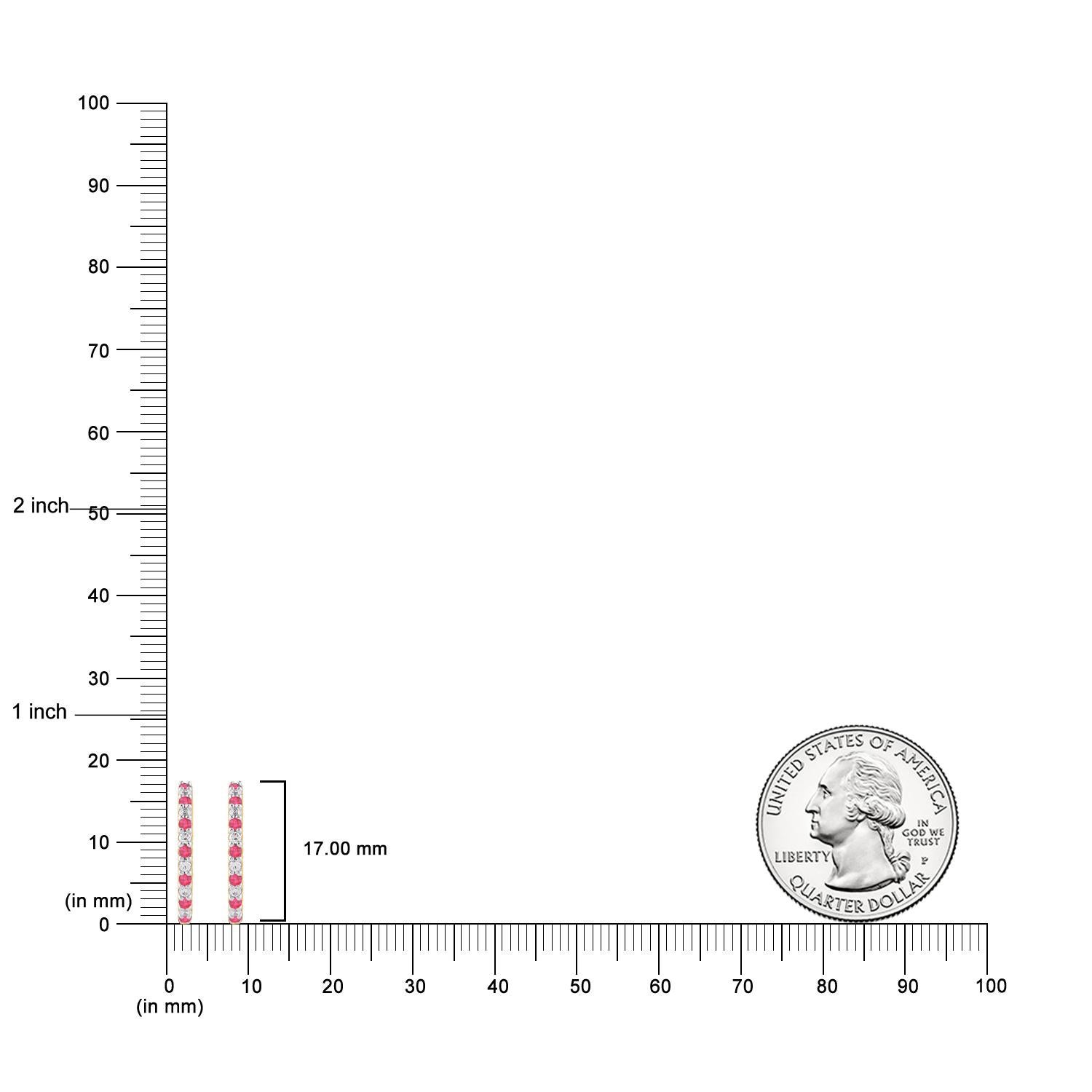 TJD 0,33 Karat Diamanten und 0,48 Karat Rubin 14KT Gelbgold Creolen Ohrringe Damen im Angebot