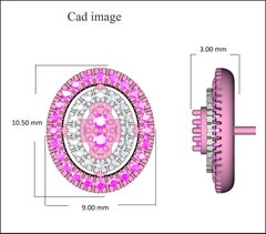TJD 0.33 Carati Nat. Orecchini ovali in oro rosa 18 carati con diamanti bianchi e Pink Diamond
