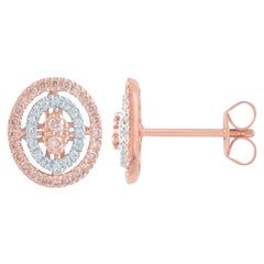 TJD 0.33 Carat Nat. Pink Rosé 
White Diamond 18K Rose Gold Oval Stud Earrings