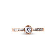 TJD 0.33 Carat Natural Round Cut Diamond 14 Karat Rose Gold Engagement Ring