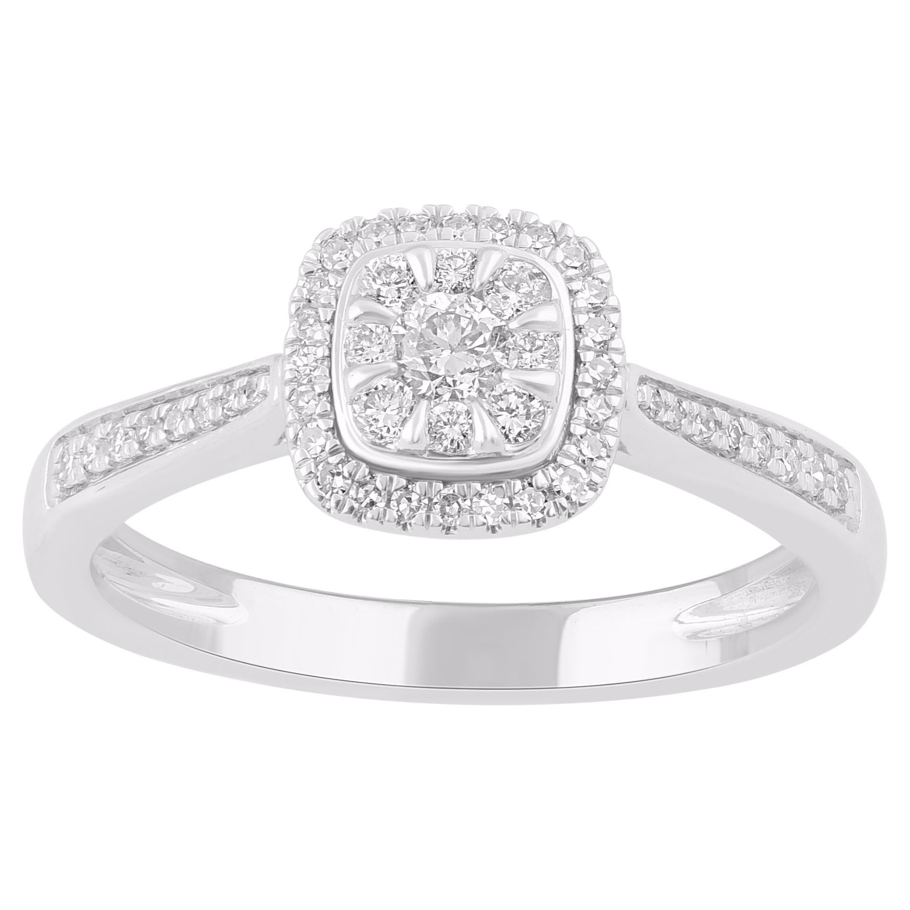 TJD 0.33 Carat Natural Round Diamond 14 Karat White Gold Wedding Ring