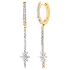 TJD 0.33 Carat Natural Round Diamond 14 Karat Yellow Gold Dangle Earrings