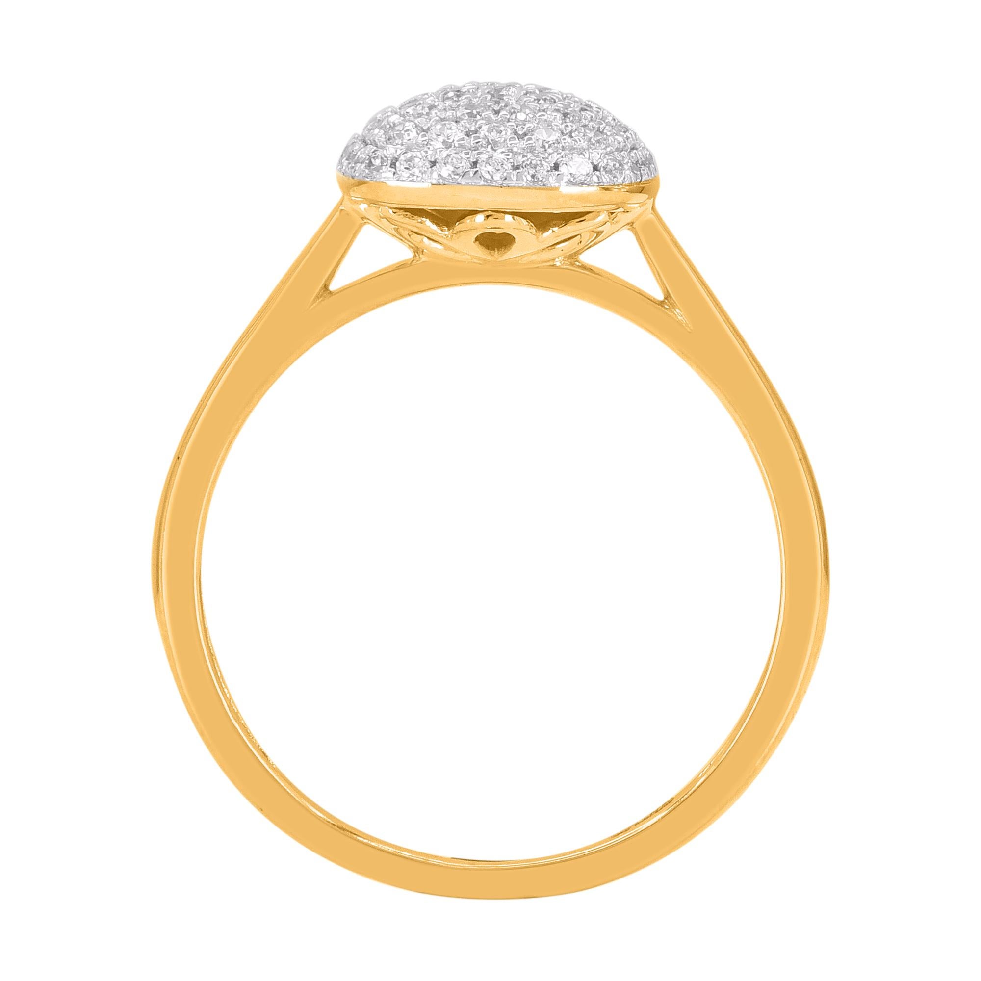 Contemporain Bague de fiançailles en or jaune 14 carats avec diamant rond naturel de 0,33 carat TJD en vente