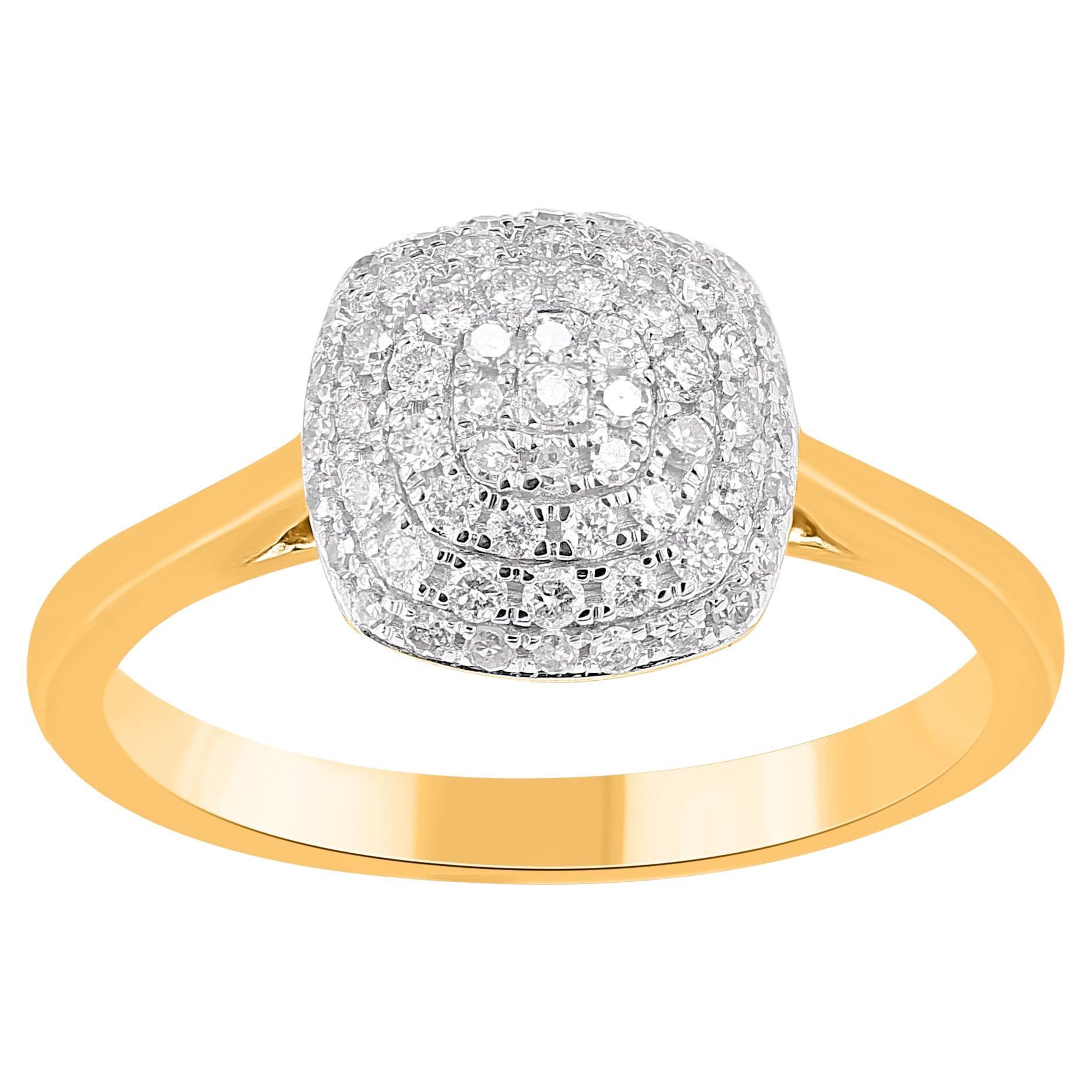 TJD 0.33 Carat Natural Round Diamond 14 Karat Yellow Gold Engagement Ring