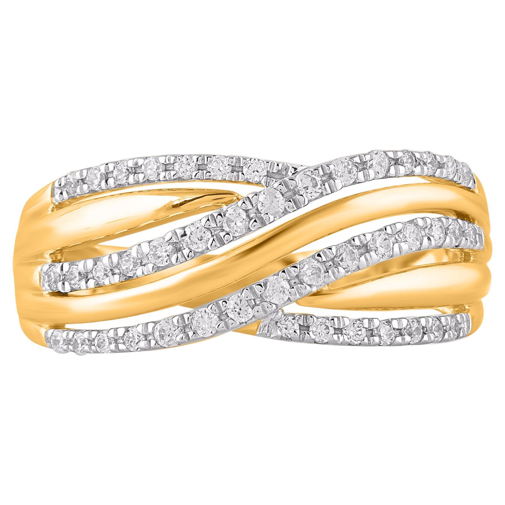 TJD 0.33 Carat Natural Round Diamond 14 Karat Yellow Gold Wedding Band Ring