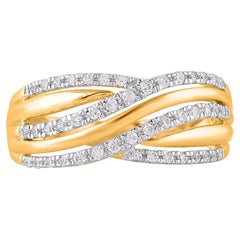 TJD 0.33 Carat Natural Round Diamond 14 Karat Yellow Gold Wedding Band Ring
