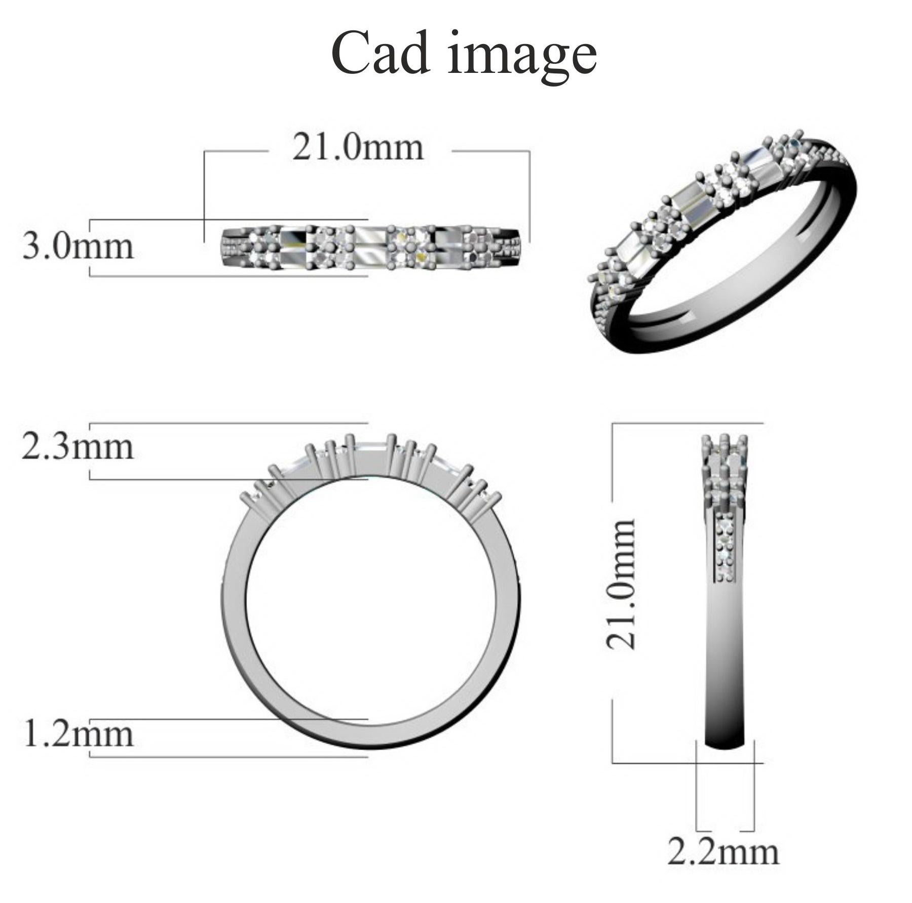 TJD 0.33 Carat Round and Baguette Diamond 14 Karat White Gold Engagement Band For Sale 2