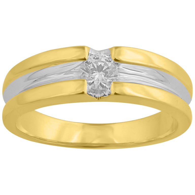 TJD 0.33 Carat Brilliant Cut Diamond 18K Yellow Gold Channel Set
