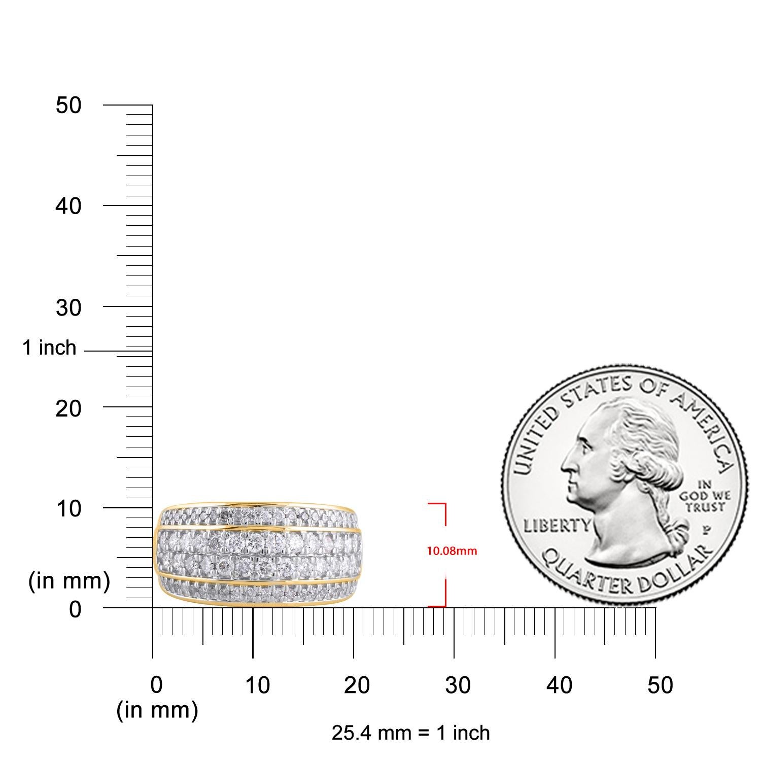 TJD 0,33 Karat Rundschliff Diamant 14 Karat Gelbgold Verlobungsring mit mehreren Reihen im Zustand „Neu“ im Angebot in New York, NY