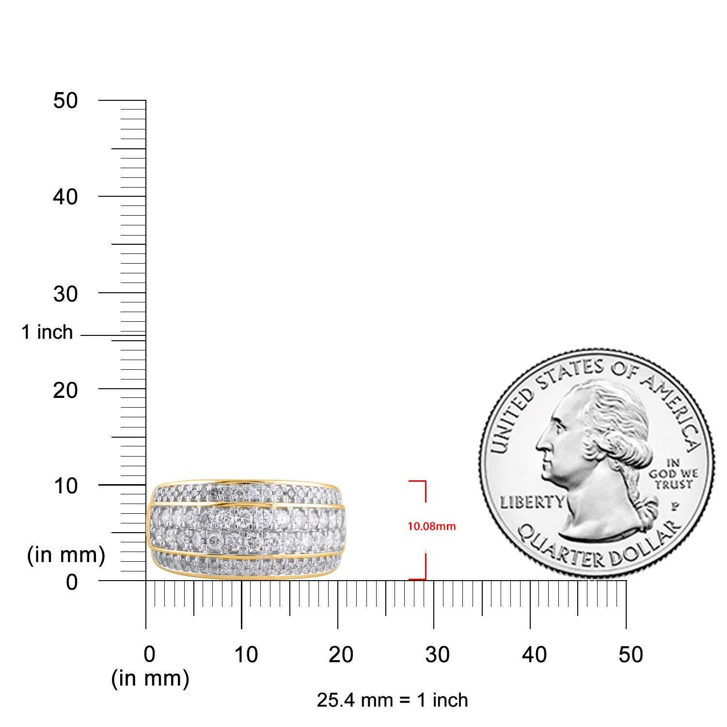 TJD 0.33 Carat Round Cut Diamond 14 Karat Yellow Gold Multi row Engagement Band In New Condition For Sale In New York, NY