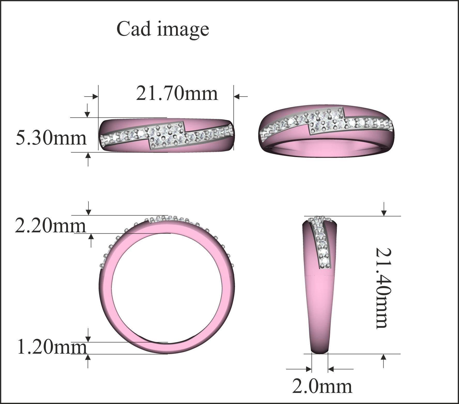 Bring charm to your look with this diamond Bypass Wedding band. The wedding band is crafted from 14 karat gold in your choice of white, rose, or yellow, and features 18 round diamond set in prong setting. The total diamond weight is 0.33 carat and