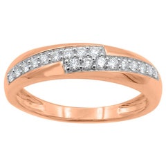 TJD 0.33 Carat Round Diamond 14 Karat Rose Gold Designer Bypass Wedding Band