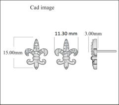 TJD 0.33 Carat Diamond Fleur-de-Lis Stud Earrings 14K White Gold