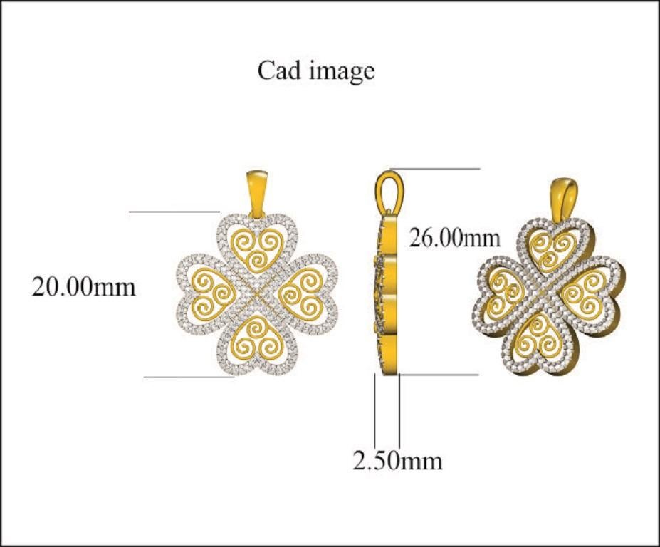 Complement your style with this designer floral diamond pendant and watch the compliments pour in. Glitters with 128 round diamond set in micro prong setting and crafted by our in-house experts in 14 karat yellow gold. The total diamond weight is