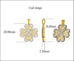 TJD 0.33 Carat Round Diamond 14 Karat Yellow Gold Floral Design Diamond Pendant