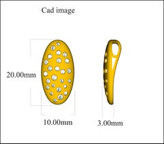 TJD 0,33 carati di diamante rotondo in oro giallo 14 carati, ciondolo ovale di moda