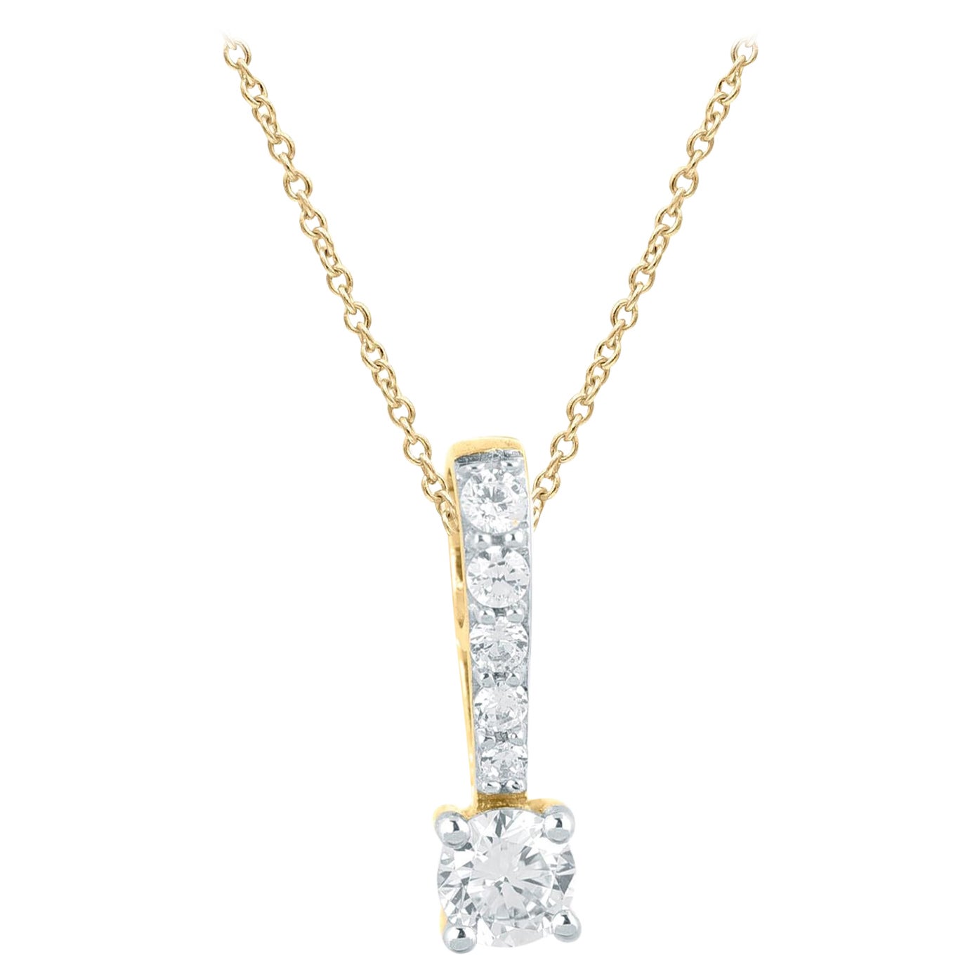TJD 0.33 Carat Round Diamond 14 Karat Yellow Gold Solitaire Pendant with Diamond For Sale