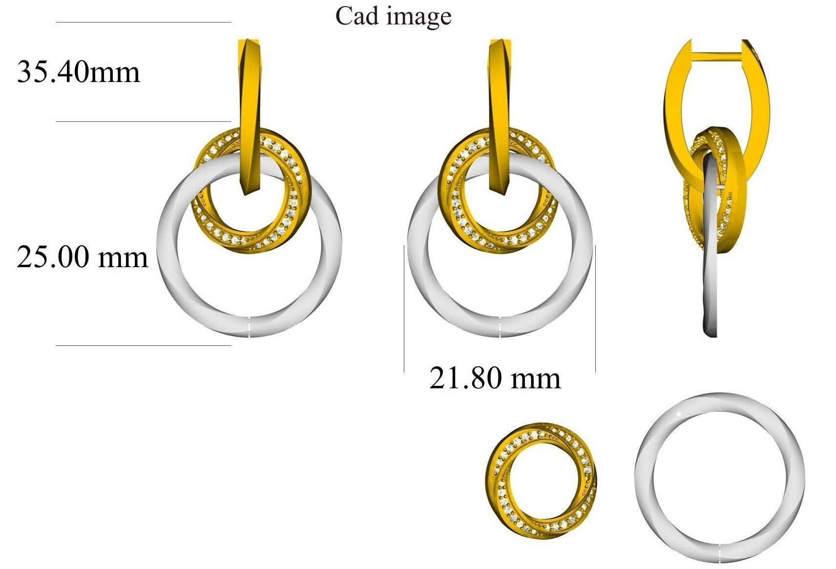 Boucles d'oreilles Huggie en or bicolore 14 carats avec diamants ronds de 0,33 carat TJD Pour femmes en vente