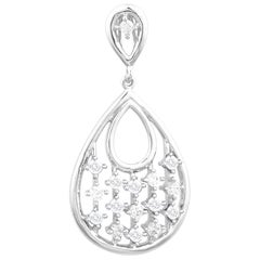 TJD 0.33 Carat Round Diamond 14K White Gold Designer Pear Shaped Drop Pendentif