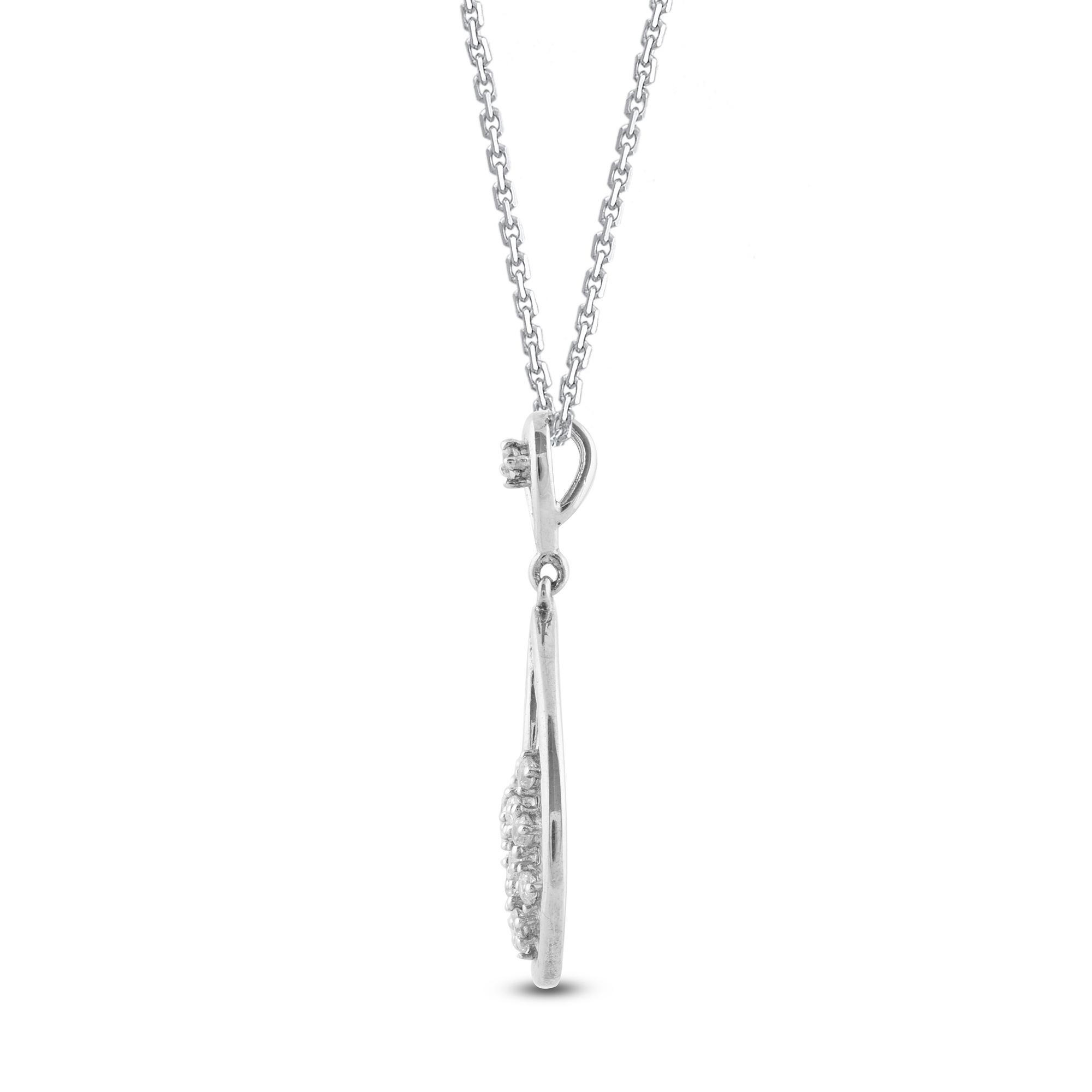 Taglio rotondo TJD 0,33 carati di diamante rotondo in oro bianco 14 carati, ciondolo a goccia a forma di pera di design in vendita