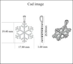 TJD 0.33 Carat Round Diamond 14K White Gold Designer Snowflake Fashion Pendant