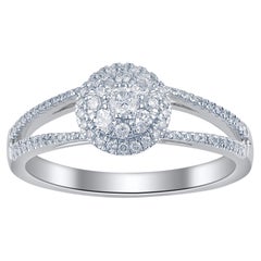 TJD Anello di fidanzamento classico con diamante rotondo da 0,33 carati in oro bianco 14KT con gambo spezzato
