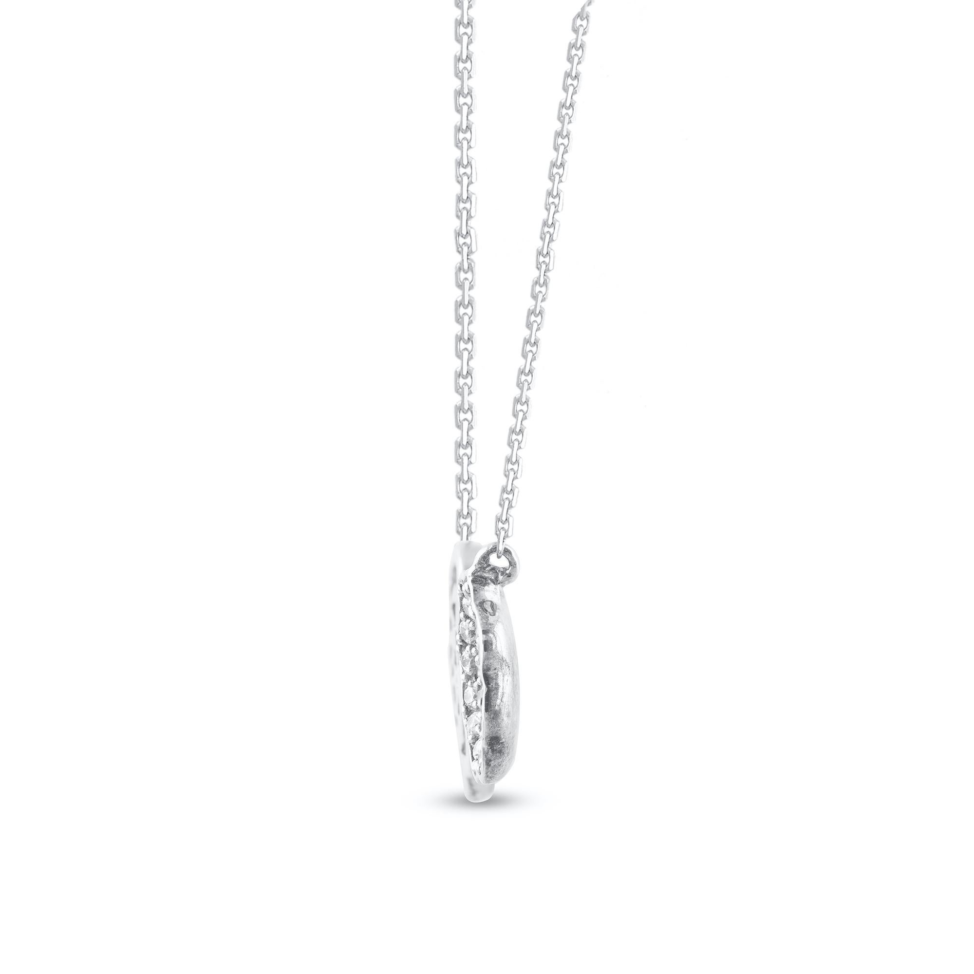 Art Deco TJD 0.33 Carat Round Diamond 14Kt White Gold Two Floral Designer Fashion Pendant For Sale