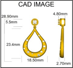 TJD 0.33 Carat Round Diamond Yellow Gold Flush Set Fashion Teardrop Pendant