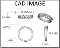TJD 0.33 Carat Scattered Diamond 14K White Gold Split Shank Wide Wedding Band