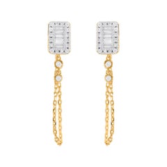 TJD Boucles d'oreilles art déco en or jaune 10K avec diamants ronds et baguettes 0,33 ct