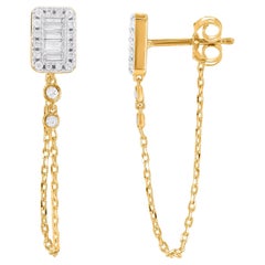 TJD Boucles d'oreilles art déco en or jaune 10K avec diamants ronds et baguettes 0,33 ct