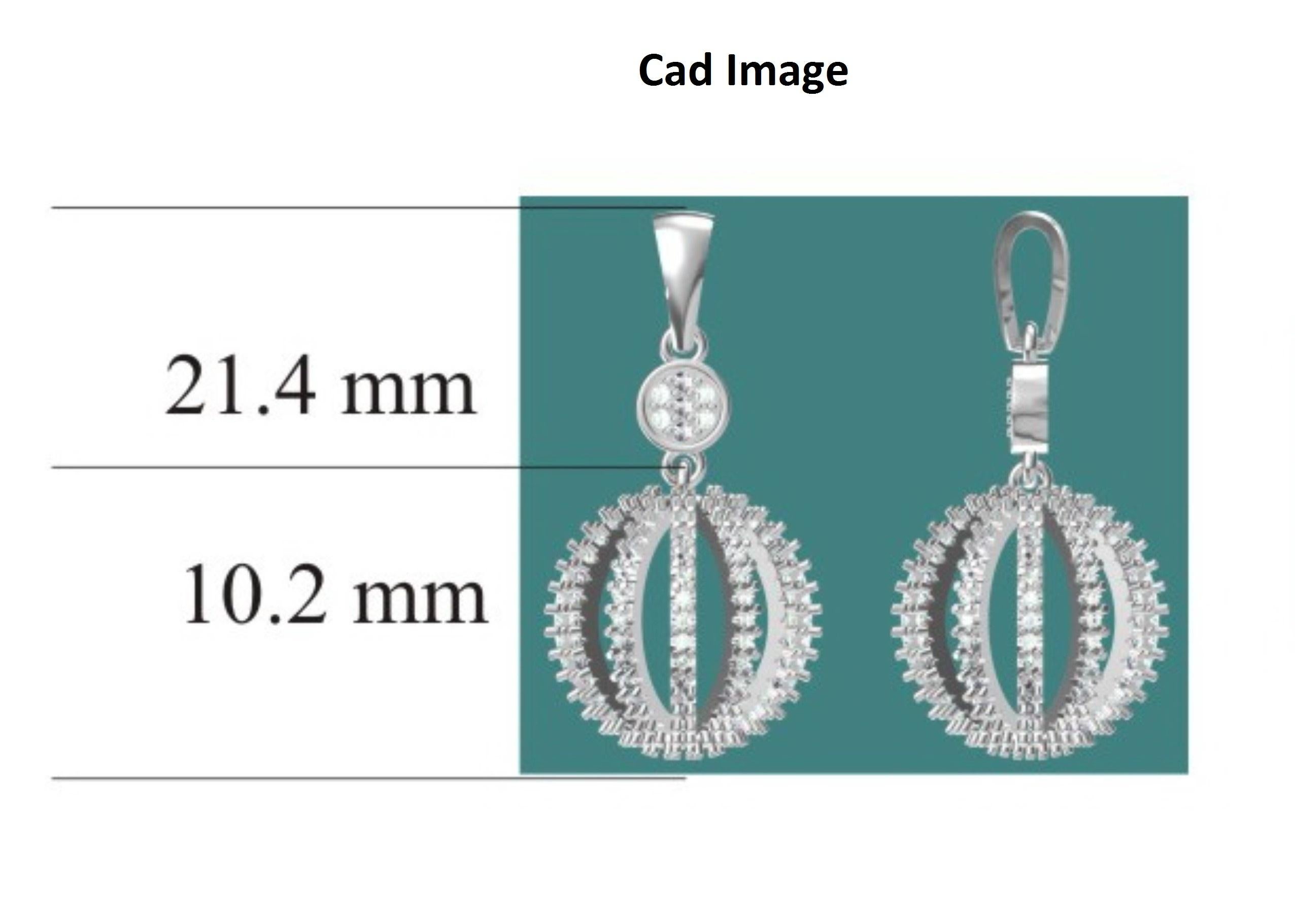 TJD 0.35 Carat Diamond 14 K White Gold Glowing Ball Pendant with 18 inch chain In New Condition For Sale In New York, NY