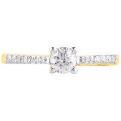 TJD 0,35 Karat Diamant 18 Karat Gelbgold Charming Classic Solitär Ring