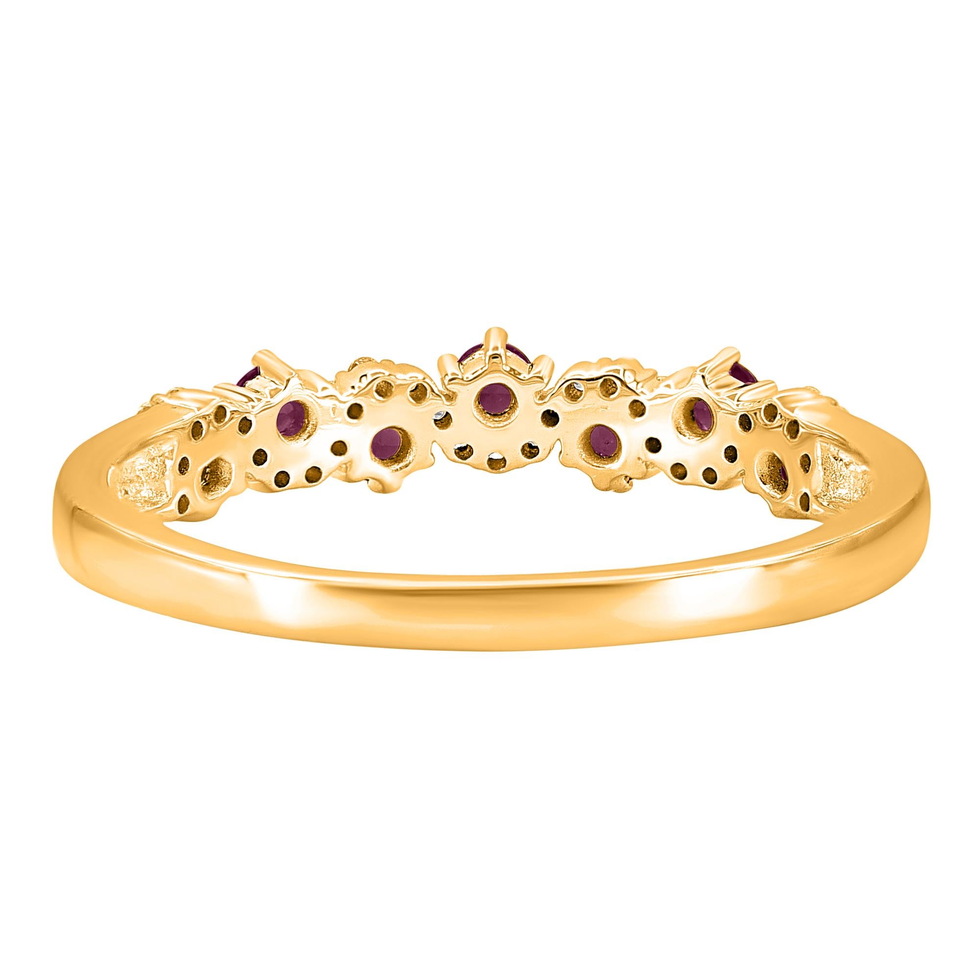 TJD Bague en or jaune 14 carats avec rubis 0,35 carat et diamant 0,10 carat Pour femmes en vente