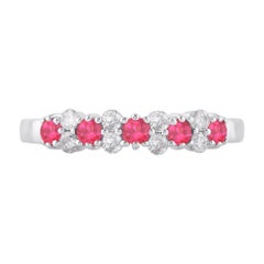 TJD 0.35 Carat Ruby and 0.25 Carat Diamond Band Ring in 14K White Gold.