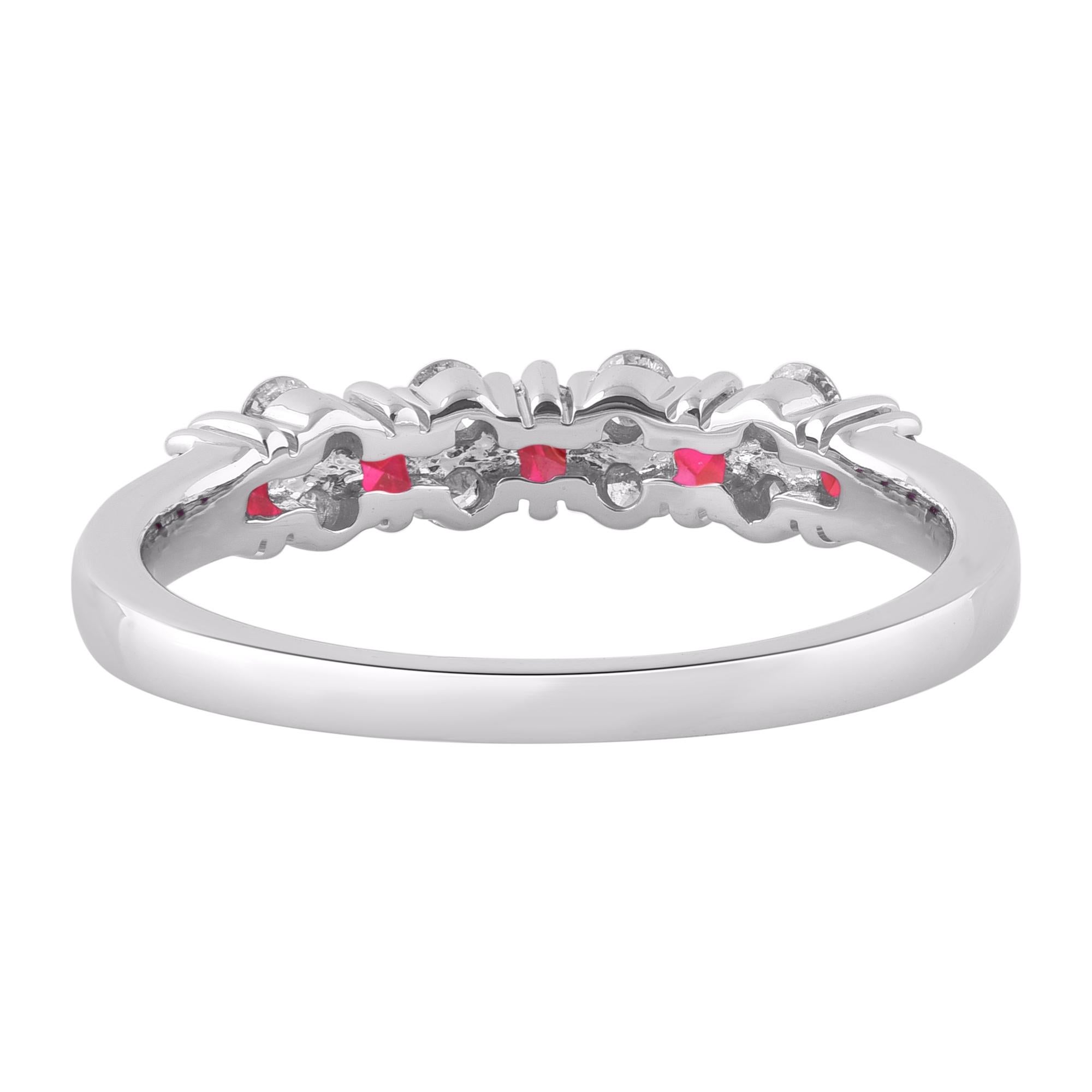 TJD Anillo de oro blanco de 14 quilates con rubí de 0,35 quilates y diamante de 0,25 quilates en Nuevo estado para la venta en New York, NY
