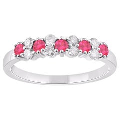 TJD 0.35 Carat Ruby and 0.25 Carat Diamond 14 Karat White Gold Band Ring TJD 0.35 Carat Ruby and 0.25 Carat Diamond 14 Karat White Gold Band Ring