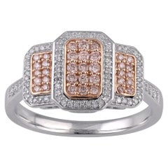 TJD 0.35 Ct Nat Pink Rosé & White Diamond 14 Karat Two Tone Gold Engagement Ring
