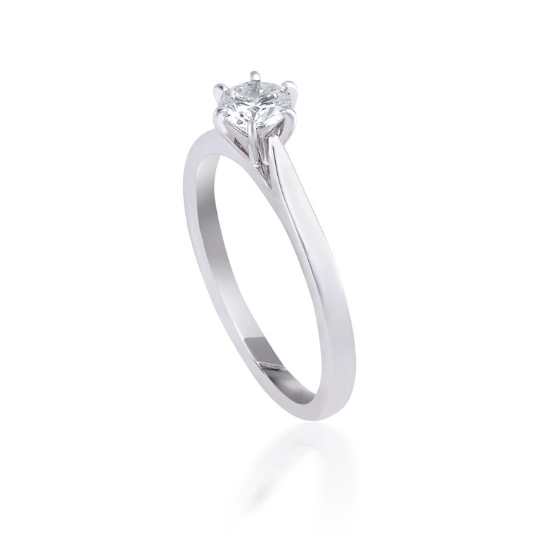 TJD 0.40 Carat Diamond 18 Karat White Gold 6 Prong Classic Solitaire Ring  For Sale at 1stDibs