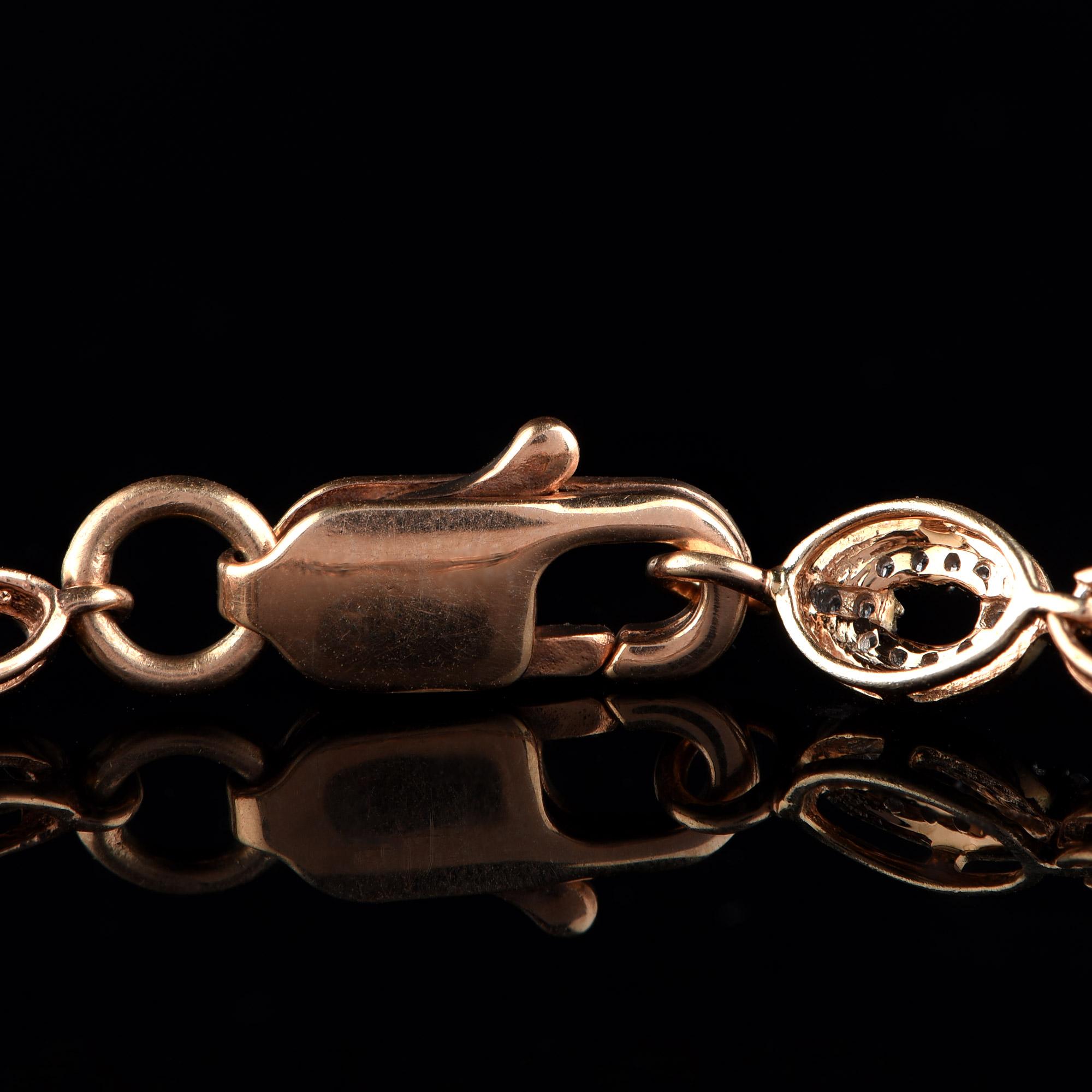 TJD 0,44 Carat Diamond 18 Karat Rose Gold Designer Oval Link Bracelet In condizioni Nuovo in vendita a New York, NY